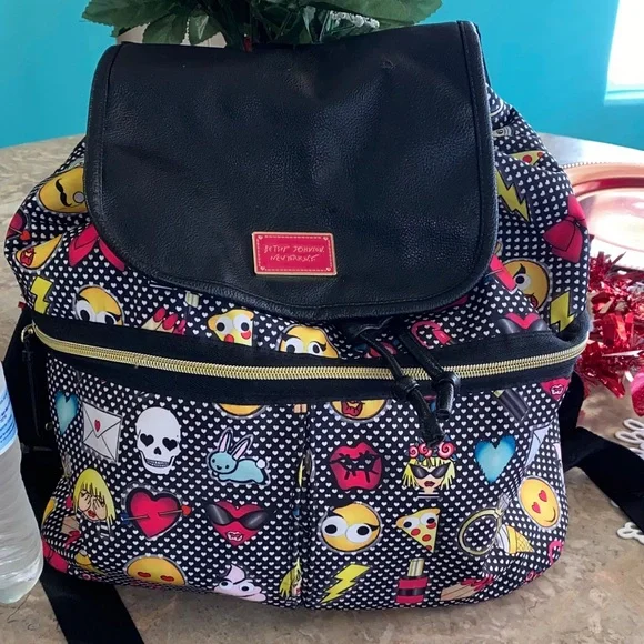Betsey Johnson Emoji Patterned Backpack - Picture 2 of 14